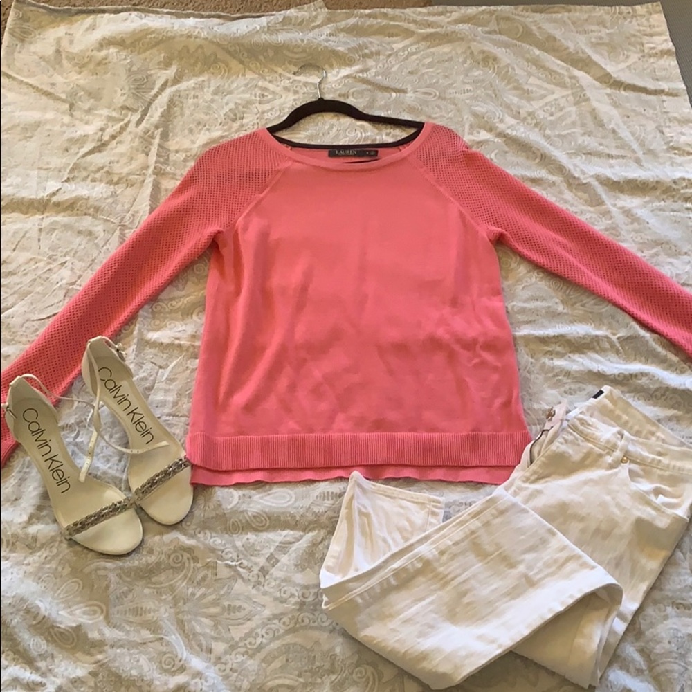 Lauren -Ralph Lauren Pink Mesh Sweater